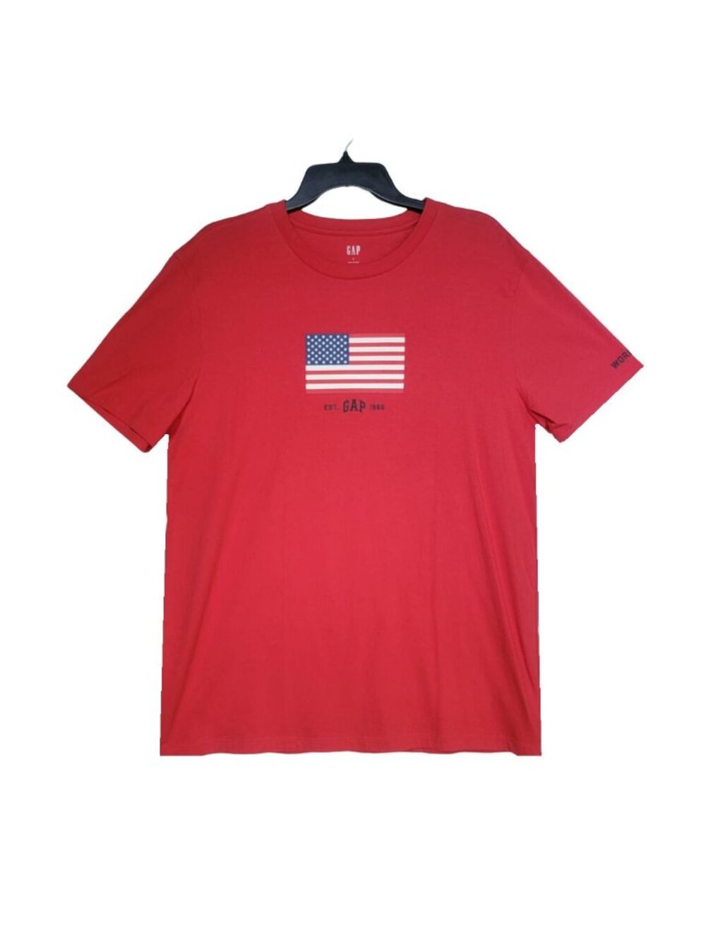 ⭐GAP Men's L American USA Flag Graphic T-Shirt Patriotic Red Cotton Short Sleeve